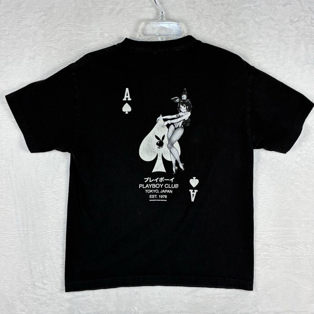 VTG Playboy Club Japan Tshirt Men M Distressed Faded Bunny Aces Anime Girl Manga